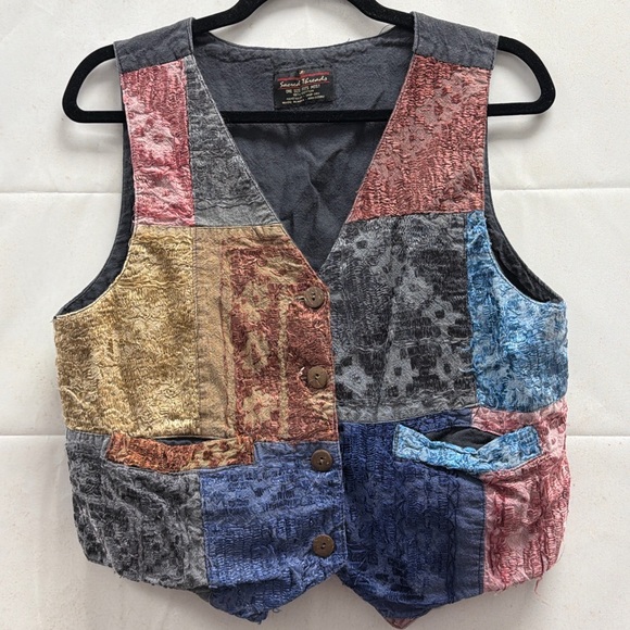 Sacred Threads Tops - Vintage Sacred Threads Patchwork Boho Vest OSFM Made in India Cotton Textured